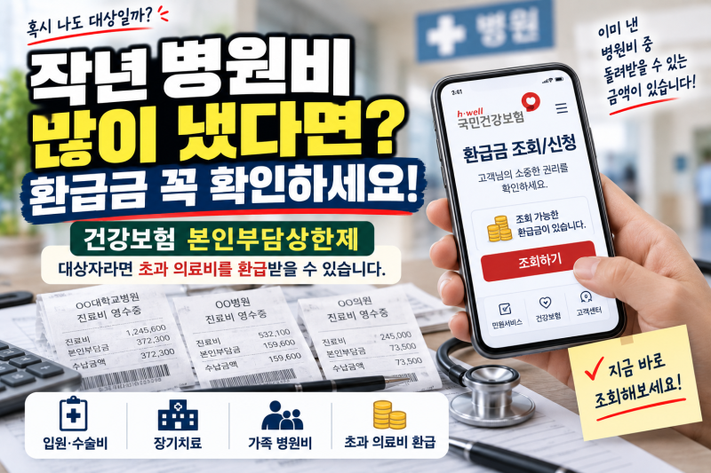 병원비 많이 냈다면 꼭 확인하세요, 건강보험 본인부담상한제 환급금 조회방법