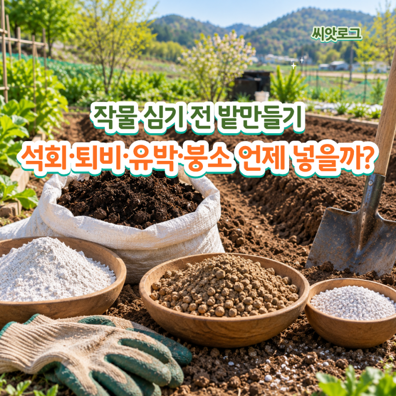 작물 심기 전 밭만들기, 석회 퇴비 유박 붕소 언제 넣을까?