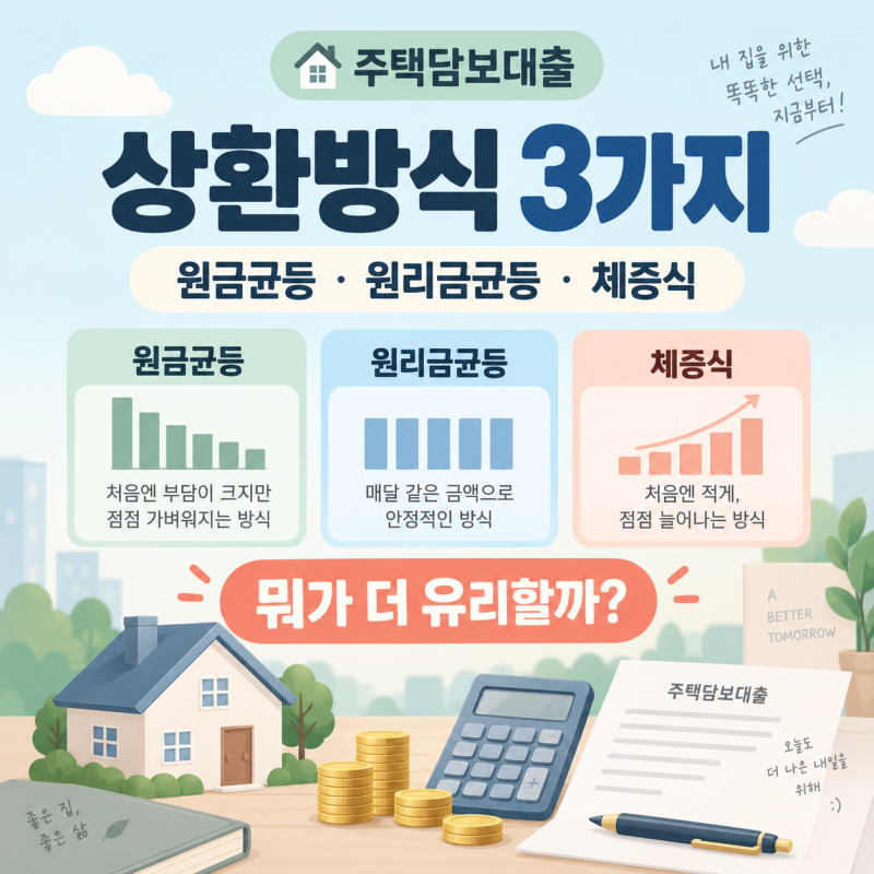 같은 3억원 대출인데 총이자는 왜 다를까｜원금균등·원리금균등·체증식 비교