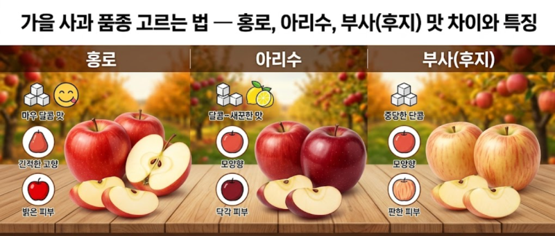 가을제철 사과 품종 고르는 법, 홍로 아리수 부사(후지) 맛 차이와 특징