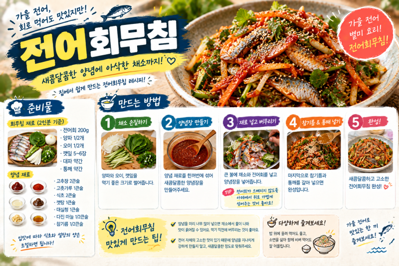 전어회무침 레시피｜새콤달콤 양념으로 만드는 가을 전어 요리