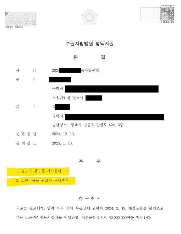 상속등기 후 사실혼 주장 소송까지 승소한 사례