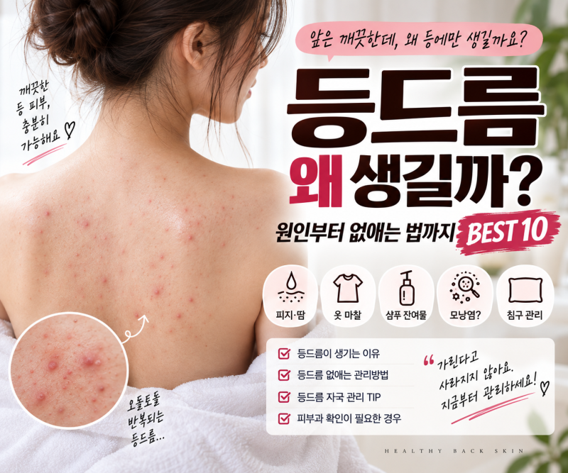 등드름 왜 생길까? 등 여드름 원인부터 없애는 관리방법 BEST 10