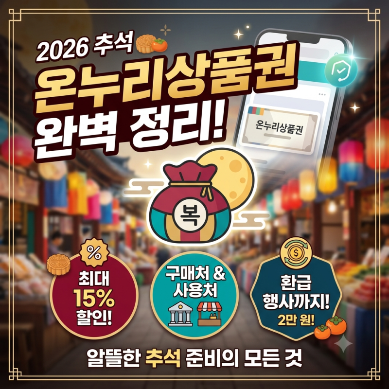 [생활정보]"아직 늦지 않았다" 2026년 추석 온누리상품권 완벽 정리: 할인율, 구매처, 환급 행....
