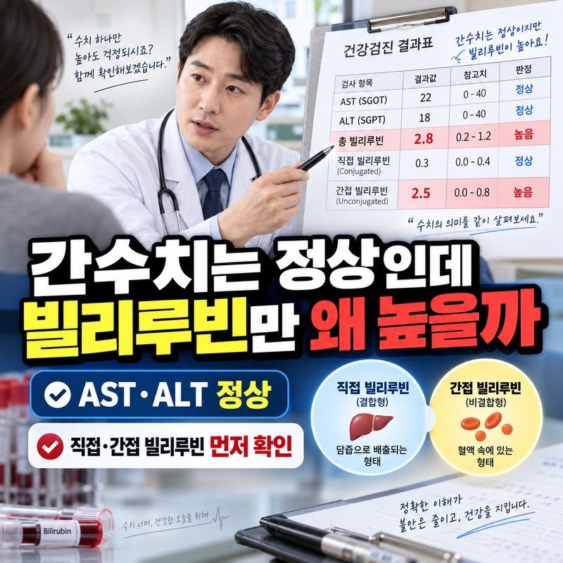 빌리루빈 높게 나왔을 때｜간수치 정상인데 왜 올라갈까?