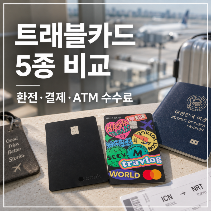 트래블카드 5종 비교｜해외여행 환전·결제·ATM 수수료 따져보니 뭐가 다를까?