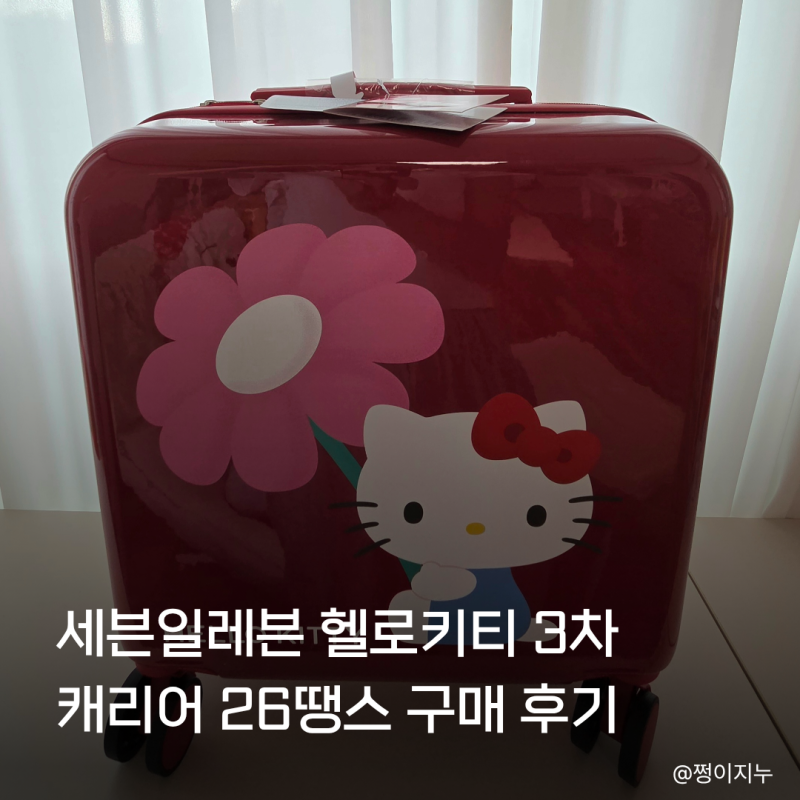 세븐일레븐 헬로키티 3차 콜라보 26땡스 헬로키티 플라워 사각 캐리어 구매 후기