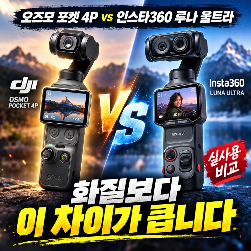 오즈모 포켓 4P vs 인스타360 루나 울트라, 화질보다 이 차이가 큽니다