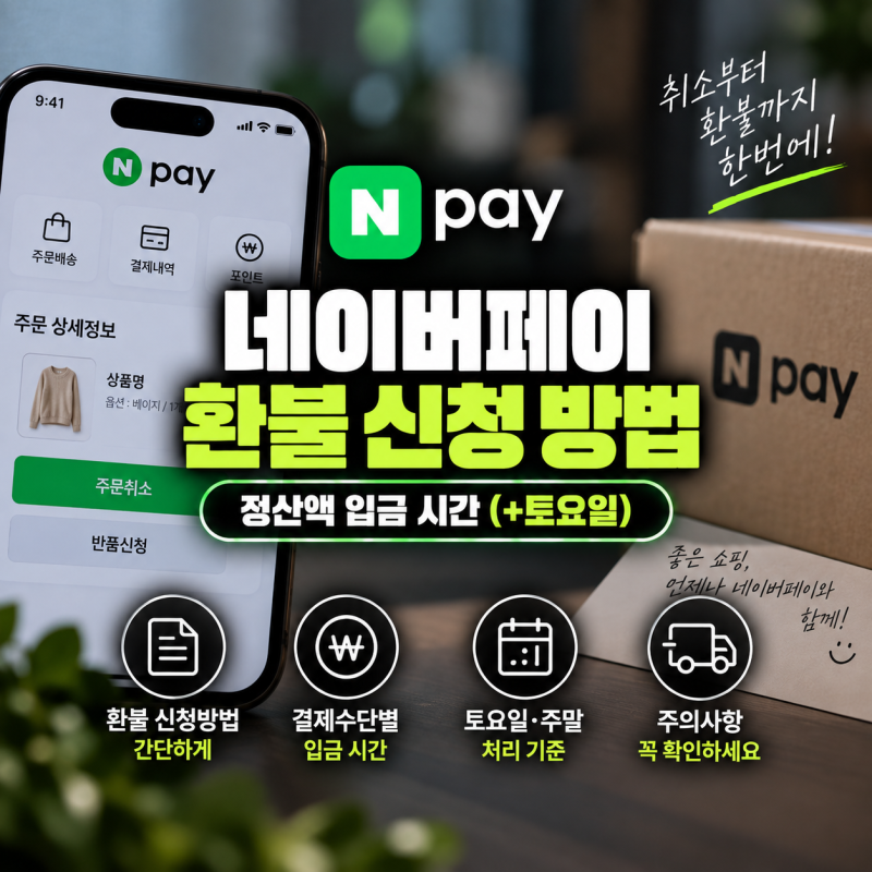 네이버페이 환불 신청 방법 정산액 입금 시간(+토요일)