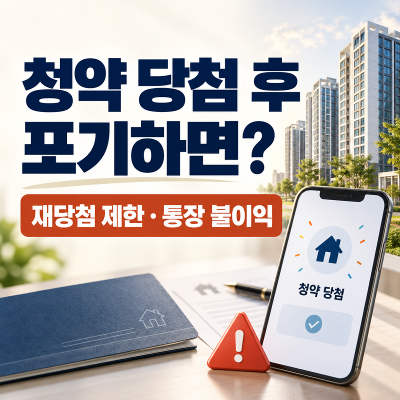 청약 당첨 후 포기하면 어떻게 될까? 재당첨 제한·통장 불이익 총정리