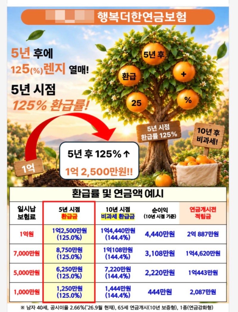1억 원 목돈 준비, 5년 후 1억 2,500만 원? 중도인출까지 가능한 연금보험 구조