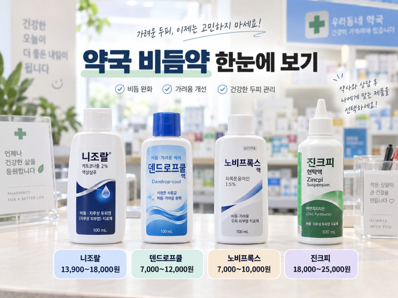 약국 비듬약 종류 총정리｜니조랄·덴드로프쿨·노비프록스 가격 효과 후기 비교