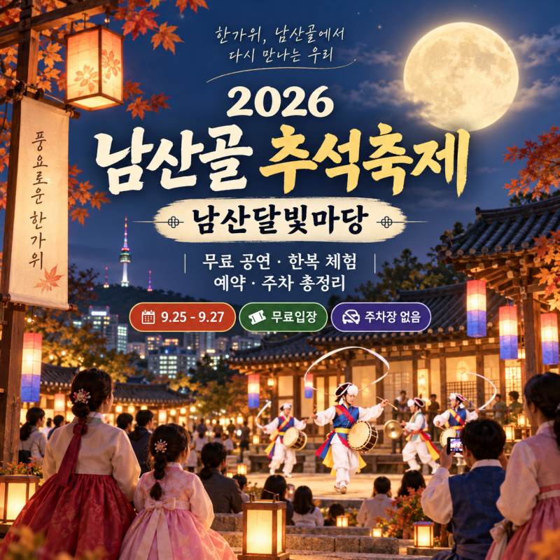 2026 남산골 추석축제 남산달빛마당｜무료 공연·한복 체험·예약·주차 총정리