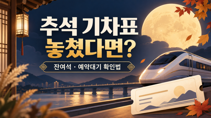 2026 추석 기차표 놓쳤다면? 코레일+ 잔여석·예약대기 확인법｜수서역 예매까지