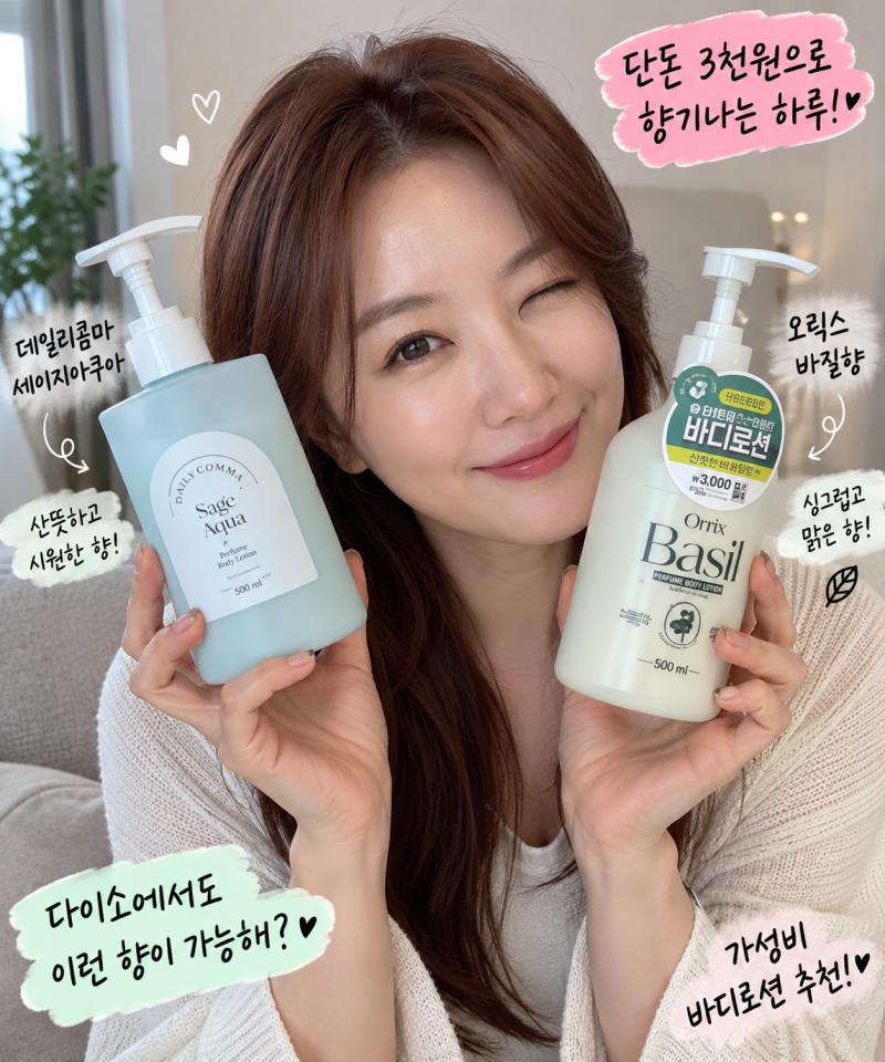 김새롬이 고른 다이소 바디로션 2개｜3천원 vs 5천원, 어떤 향이 좋을까?