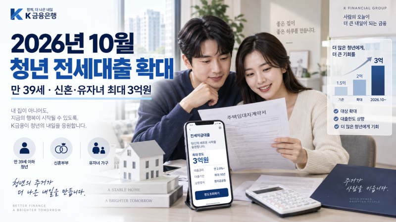 2026년 10월 청년특례 전세대출 확대, 만 39세·최대 3억 조건 총정리