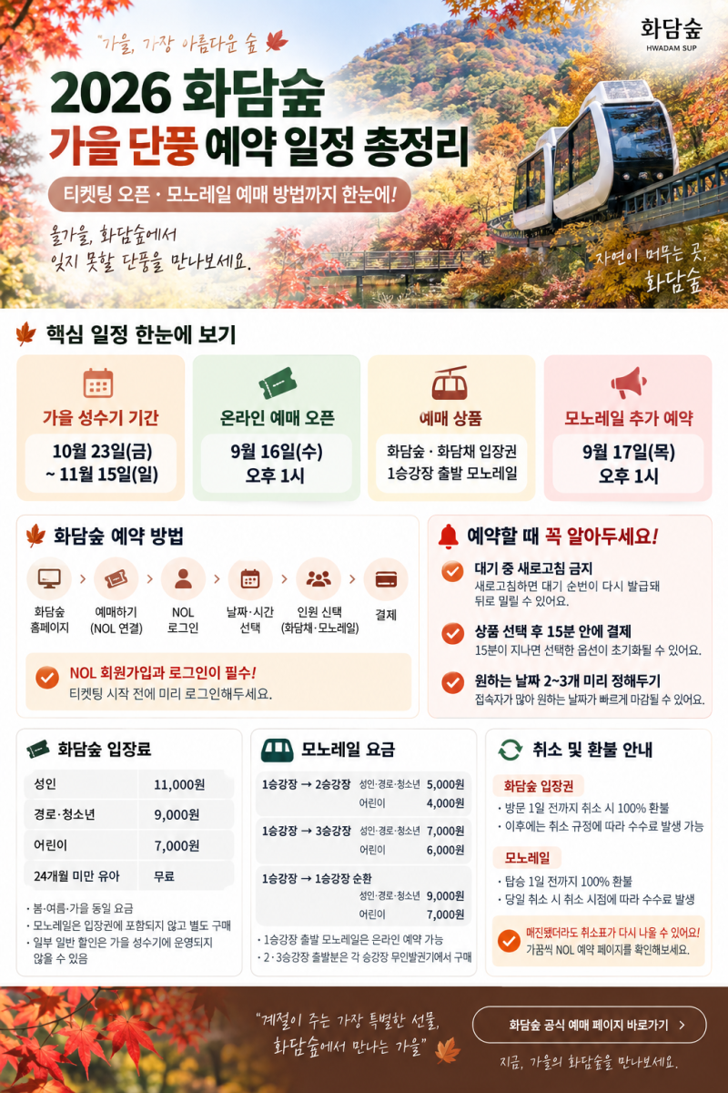 2026 화담숲 가을 단풍 예약 일정 총정리