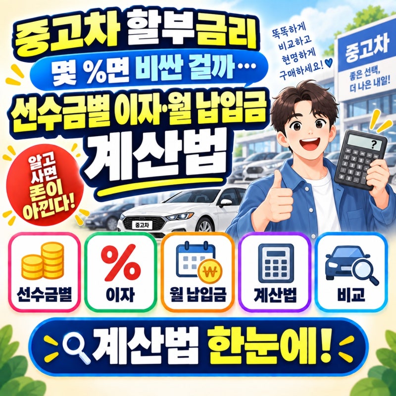 “중고차 할부금리 몇 %면 비싼 걸까…” 선수금별 이자·월 납입금 계산법