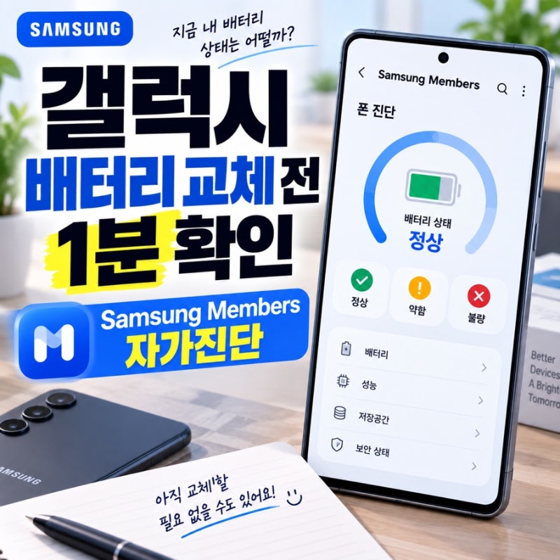 갤럭시 배터리 교체 전 1분 확인｜Samsung Members에서 상태 보는 법