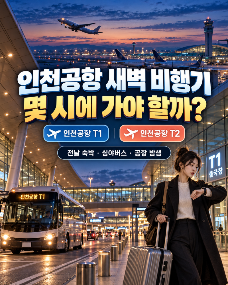 인천공항 새벽 비행기 몇 시에 가야 할까｜전날 숙박·심야버스·공항 밤샘 비교