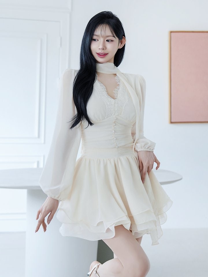 레이스 셔링 블라우스 + 캉캉 미니스커트 투피스 세트 (천안 홀복ㅣ홀복 추천)
