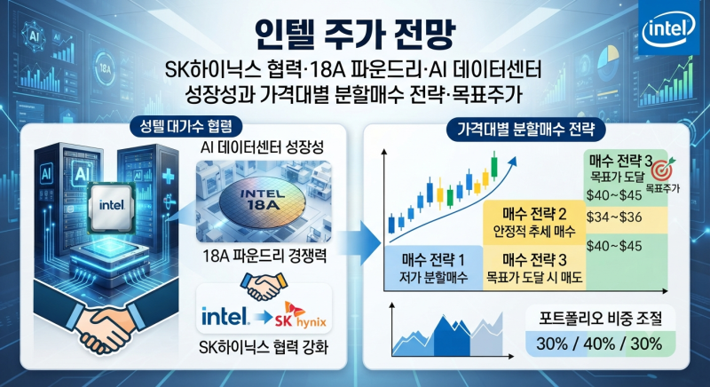 인텔 주가 전망｜SK하이닉스 협력·18A 파운드리·AI 데이터센터 성장성과 가격대별 분할매수 ....