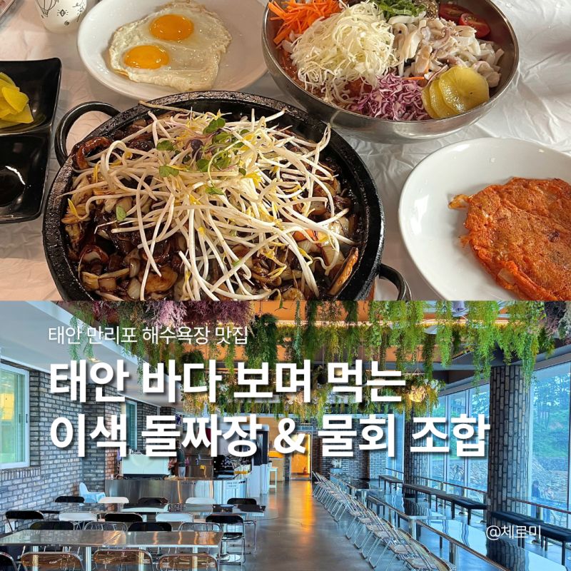 태안 만리포 해수욕장 맛집 태안 바다 앞 먹거리 돌짜장 물회 환상조합인 곳