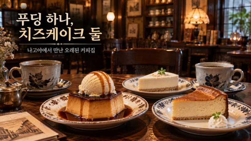 [나고야 사카에] 로컬 카페 맛집 | 푸딩과 치즈케이크 3종을 한자리에서, 니시하라 커피텐