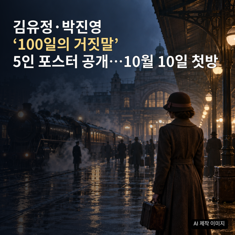 김유정·박진영 ‘100일의 거짓말’ 5인 포스터 공개…10월 10일 첫방