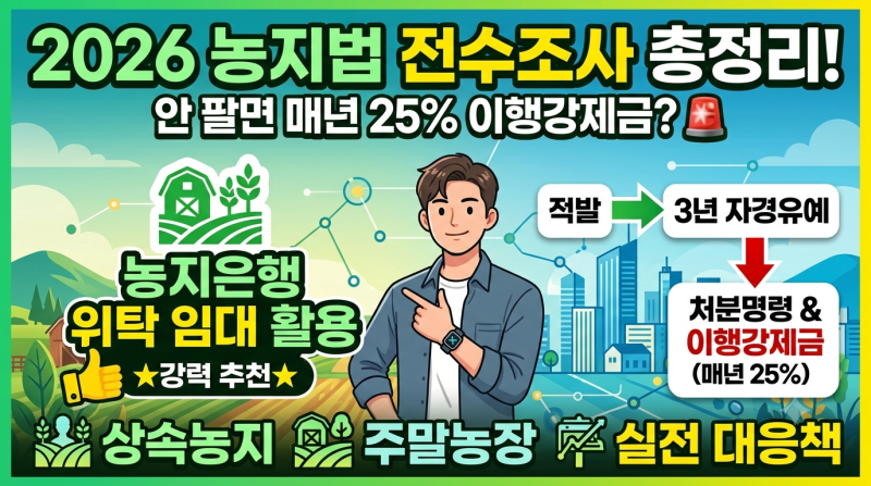 2026년 개정 농지법 전수조사 총정리: 안 팔면 매년 25% 이행강제금? (합법적 대응책)