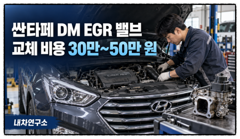 싼타페 DM EGR 밸브 교체 비용, 경고등 뜨면 40만 원 넘을까?