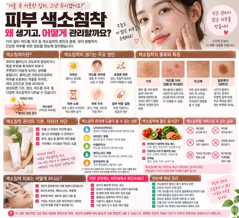 얼굴 색소침착 왜 생길까? 기미·잡티·여드름 자국 차이부터 없애는 방법·화장품 성분까지