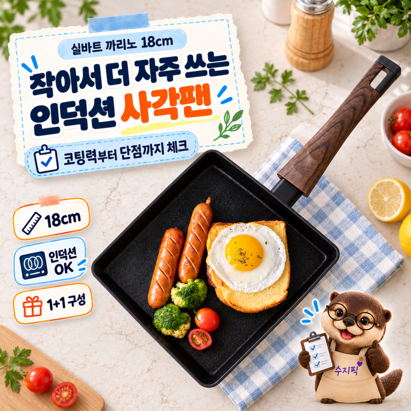 실바트 까리노 인덕션 사각 프라이팬 18cm 1+1, 코팅력부터 단점까지 구매 전 체크!