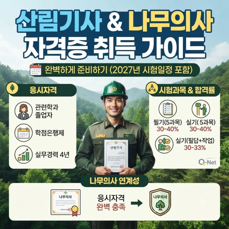 산림기사 자격증 취득 방법 및 2027년 시험일정 완벽 가이드 (응시자격·합격률·나무의사 자....