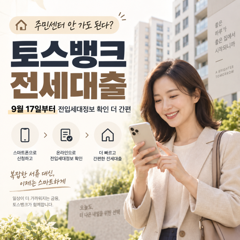 전세대출 서류 하나 줄었다, 토스뱅크 9월 17일 새 방식