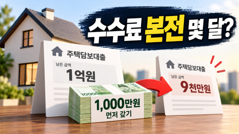 주담대 1,000만원 먼저 갚을까? 중도상환수수료 손익분기점 계산