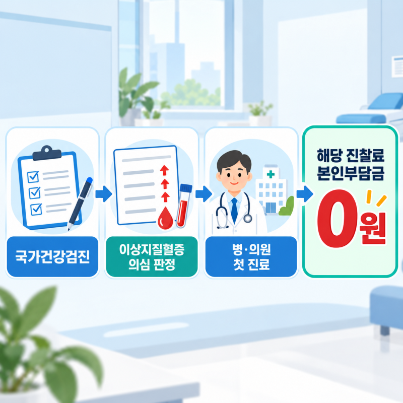 국가검진에서 이상지질혈증 의심? 2026 첫 진료비 0원 적용조건