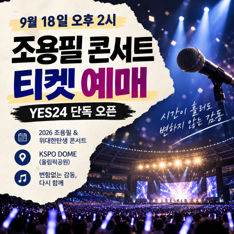 2026 조용필 콘서트 예매, 9월 18일 티켓팅 시간·가격·KSPO돔 일정