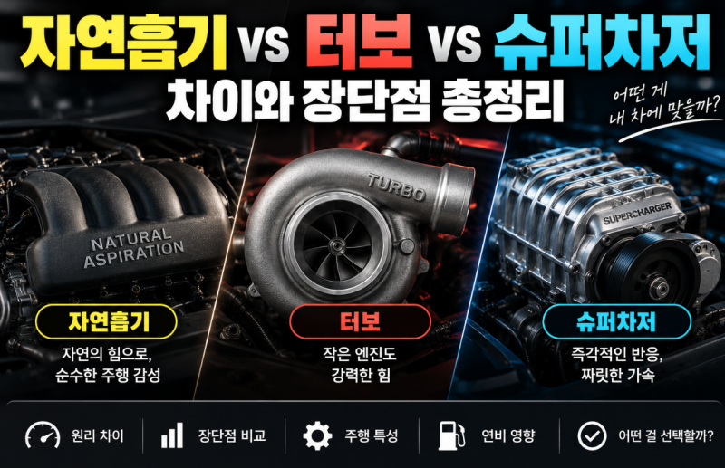 자연흡기 vs 터보 vs 슈퍼차저 차이, 장단점 총정리
