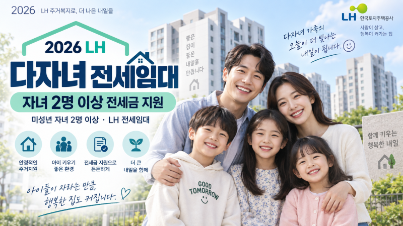 2026 다자녀 전세임대 조건｜자녀 2명 이상 지원한도·신청방법