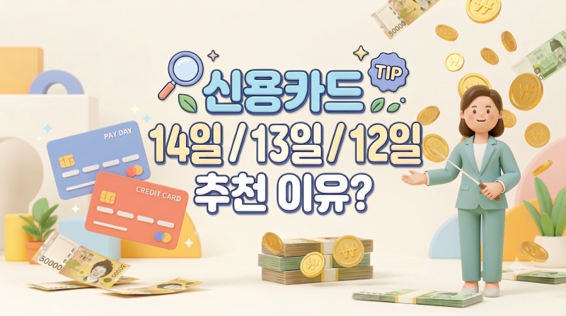 신용카드 결제일 14일 13일 12일 추천 (25일 월급날 실적 누락 주의)