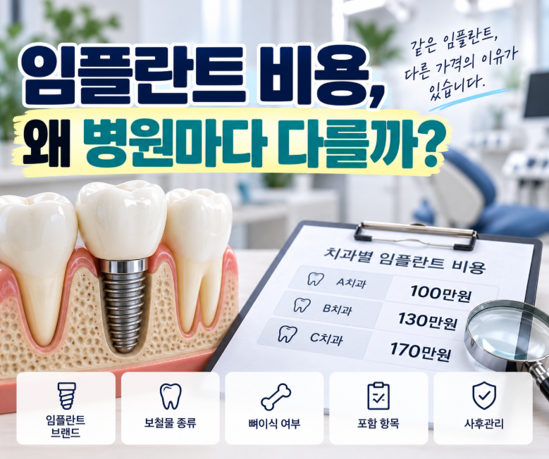 임플란트 비용이 병원마다 다른 이유, 가격 비교할 때 꼭 봐야 할 항목