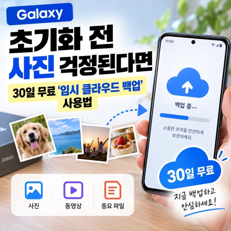 갤럭시 초기화 전 사진 걱정된다면｜30일 무료 ‘임시 클라우드 백업’ 사용법