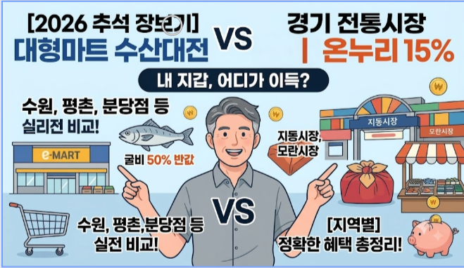 [2026 추석 장보기] 대형마트 수산대전 vs 경기 전통시장 온누리 (내 지갑에 더 이득인 곳은?)