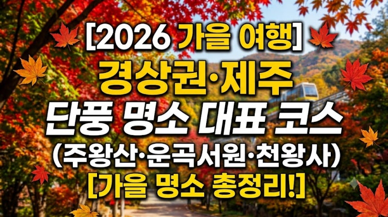 [2026 가을 여행] 경상권·제주 단풍 명소 대표 코스 (주왕산·운곡서원·천왕사)