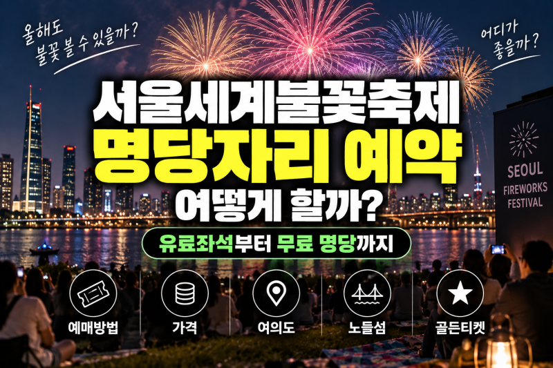 서울세계불꽃축제 명당자리 예약 어떻게 할까? 유료좌석부터 무료 명당까지 (+예매방법, 여....