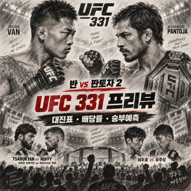 UFC 331 프리뷰｜조슈아 반 vs 판토자 2, 사루키안 vs 루피·최두호·유주상 출격…대진표·배당....