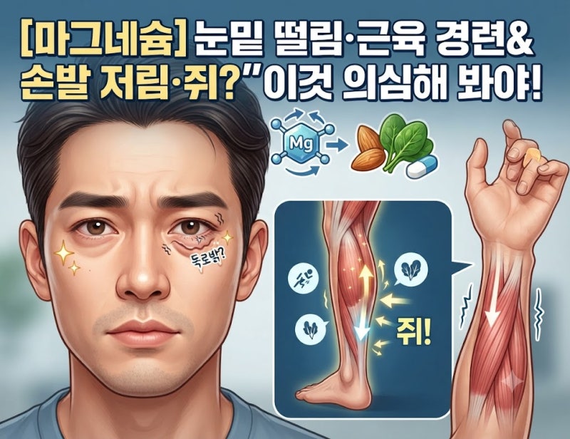 [마그네슘]"눈밑 떨림·근육 경련&손발 저림·쥐?"이것 의심해 봐야!