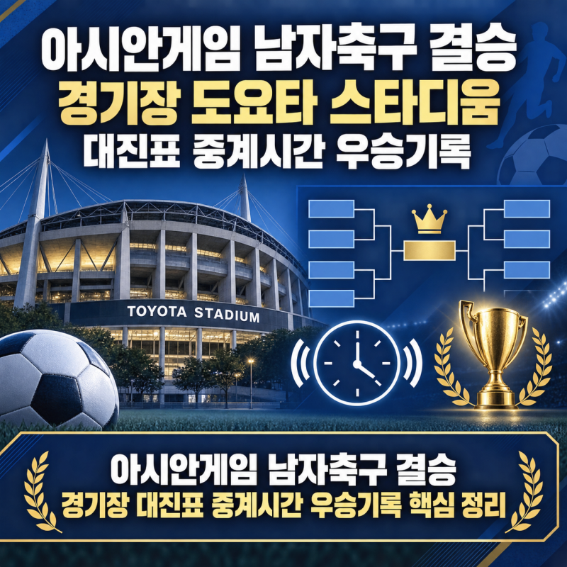 2026 아시안게임 남자축구 결승전 중계 및 경기일정은? 한국 대진표 우승기록