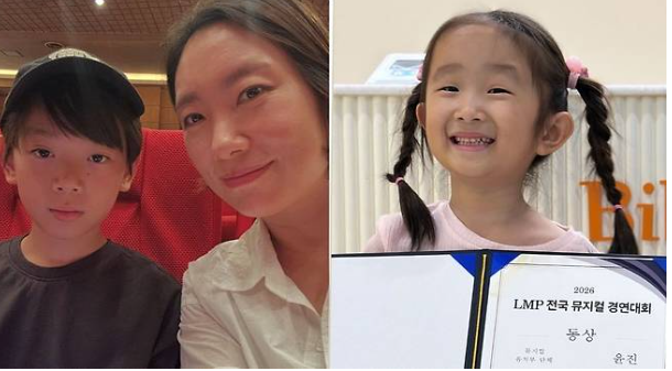 “강동원 닮았다 난리” 윤형빈·정경미 12세 아들 폭풍 성장 미모에 5세 딸 뮤지컬 수상까지....